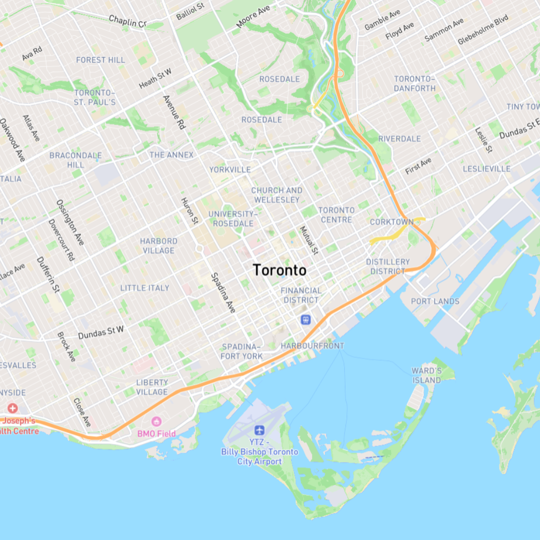 I created a new map using a streets template and zoomed in on Toronto.